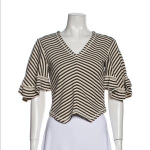 See by Chloé Striped V-Neck Crop Top